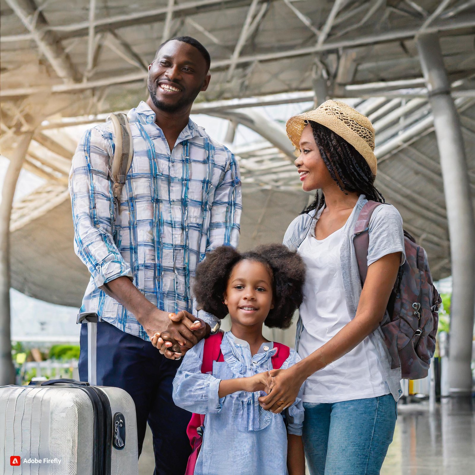 Firefly Image of a person while Traveling with family getting take help airport background because o